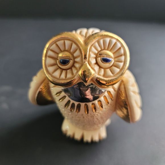 Rinconada Snowy Owl Gold Silver  Accents Figurine De Rosa  Uruguay Limited Ed. - Picture 14 of 15